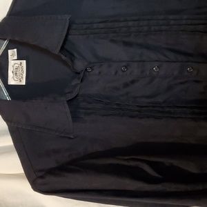 Black Pleated Button-down